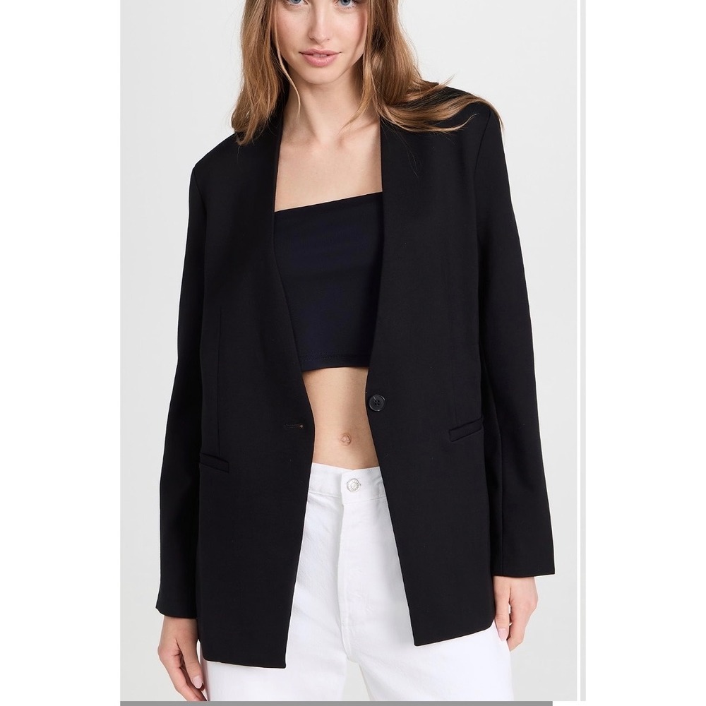 SPANX The Perfect Collarless Blazer Black M Ponte Knit Single Button Jacket
